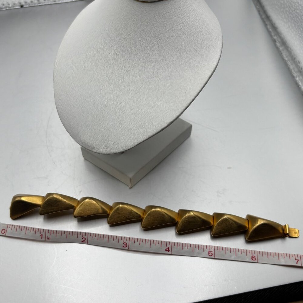 VTG Clara Studio Geometric Link Bracelet Fold-Over Insert Clasp 7" Long OOAK - Picture 4 of 11